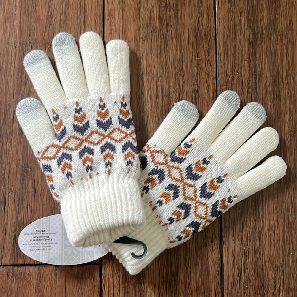 NWT Muk Luks Wool Knit Gloves Fair Isle Touch Screen Compatible